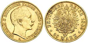 1889. Alemania. Prusia. Guillermo II. A ... 