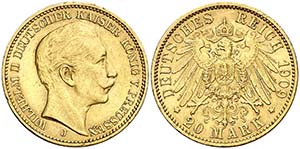 1909. Alemania. Prusia. Guillermo II. J ... 