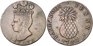 1788. Barbados. Token de 1 penique. (Kr.Tn. ... 