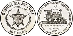 1988. Cuba. 10 pesos. (Kr. 205). 31,14 g. ... 