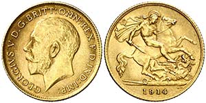 1914. Gran Bretaña. Jorge V. 1/2 libra. ... 