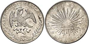 1891. México.  (México). AM. 8 reales. ... 