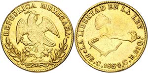 1864. México. Culiacán. CE. 8 escudos. ... 
