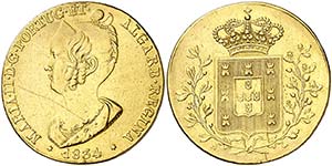 1834. Portugal. María II. 4 escudos ... 