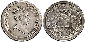 1837. Isabel II. Barcelona. Medalla de ... 