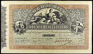 (1859). Banco de Bilbao. 100, 200, 500, 1000 ... 