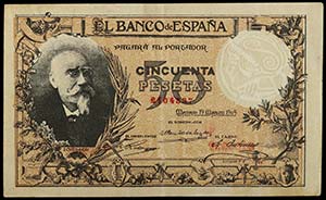 1905. 50 pesetas. (Ed. B96f) (Ed. 312F). 19 ... 