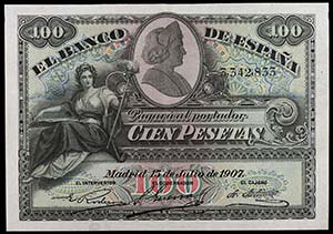 1907. 100 pesetas. (Ed. B104) (Ed. 320). 15 ... 