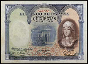 1927. 500 pesetas. (Ed. B130) (Ed. 346). 24 ... 