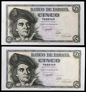 1948. 5 pesetas. (Ed. D56) (Ed. 455). 5 de ... 
