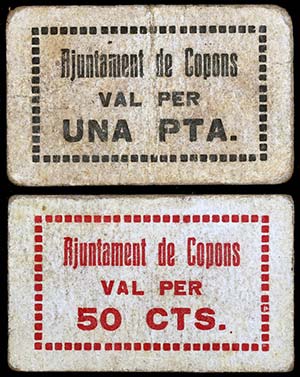 Copons. 50 céntimos y 1 peseta. (T. 1007 y ... 