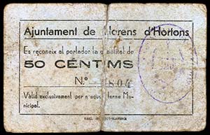 Llorenç dHortons. 50 céntimos. (T. 1569). ... 