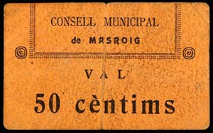 Masroig. 50 céntimos. (T. 1693). Cartón. ... 