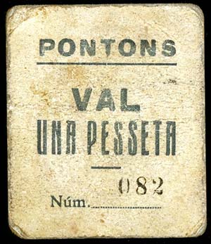 Pontons. 1 peseta. (T. 2250a). Cartón nº ... 