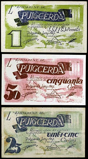 Puigcerdà. 25, 50 céntimos (dos) y 1 ... 
