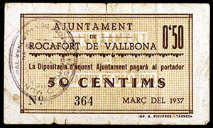 Rocafort de Vallbona. 50 céntimos. (T. ... 