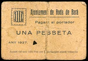 Roda de Berà. 1 peseta. (T. 2524d var). ... 