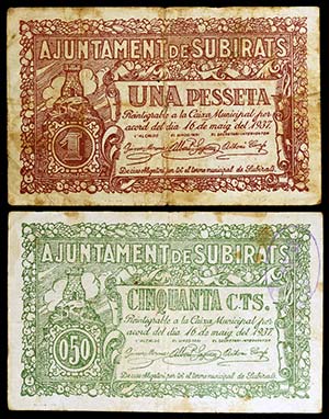 Subirats. 50 céntimos y 1 peseta. (T. 2798a ... 