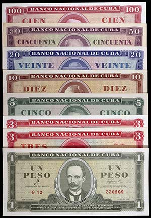1961 a 1988. Cuba. 1, 3 (dos), 5, 10, 20, 50 ... 