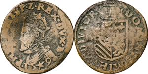 1590. Felipe II. Maestricht. 1 liard. (Vti. ... 