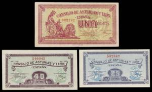 1937. Asturias y León. 25, 40 céntimos y 1 ... 