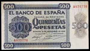1936. Burgos. 500 pesetas. (Ed. D23) (Ed. ... 
