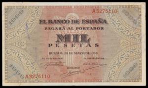 1938. Burgos. 1000 pesetas. (Ed. D35) (Ed. ... 