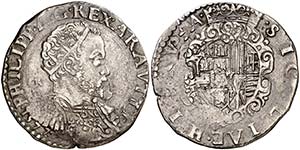 1577. Felipe II. Nápoles. GR/VP. 1/2 ... 