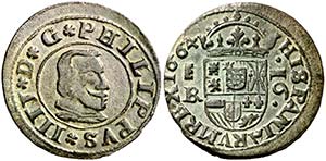 1664. Felipe IV. Segovia. . 16 maravedís. ... 