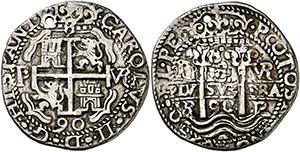 1690. Carlos II. Potosí. . 8 reales. (Cal. ... 