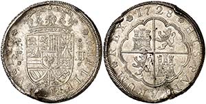 1728. Felipe V. Madrid. JJ. 8 reales. (Cal. ... 