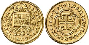 1719. Felipe V. Madrid. F. 2 escudos. (Cal. ... 