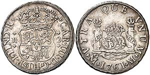 1761. Carlos III. México. M. 2 reales. ... 