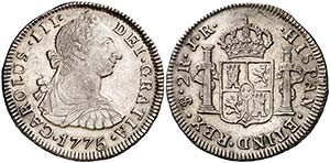 1775. Carlos III. Potosí. JR. 2 reales. ... 