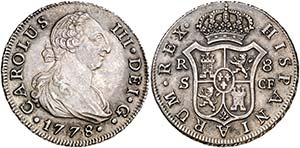 1778. Carlos III. Sevilla. CF. 8 reales. ... 