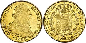 1788. Carlos III. Santiago. DA. 8 escudos. ... 