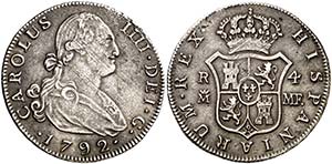 1792. Carlos IV. Madrid. MF. 4 reales. (Cal. ... 