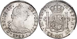 1789. Carlos IV. Lima. IJ. 8 reales. (Cal. ... 