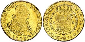 1803. Carlos IV. Madrid. FA. 2 escudos. ... 