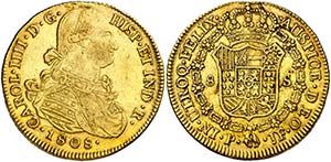 1808. Carlos IV. Popayán. JF. 8 escudos. ... 