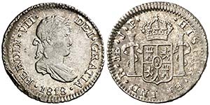 1818. Fernando VII. Lima. JP. 1/2 real. ... 