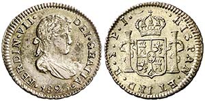 1823. Fernando VII. Potosí. PJ. 1/2 real. ... 