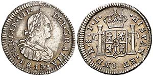 1813. Fernando VII. Santiago. FJ. 1/2 real. ... 