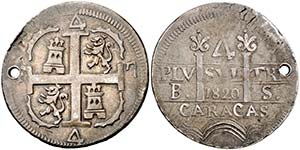 1820. Fernando VII. Caracas. BS. 4 reales. ... 