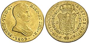 1809. Fernando VII. Sevilla. CN. 2 escudos. ... 