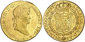 1814. Fernando VII. Lima. JP. 8 escudos. ... 