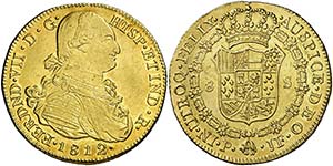 1812. Fernando VII. Popayán. JF. 8 escudos. ... 