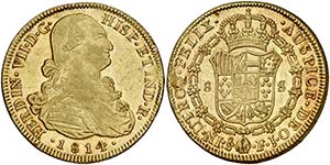 1814. Fernando VII. Santiago. FJ. 8 escudos. ... 