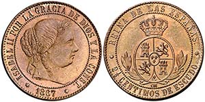 1867. Isabel II. Barcelona. . 2 1/2 ... 