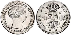 1853. Isabel II. Barcelona. 1 real. (Cal. ... 